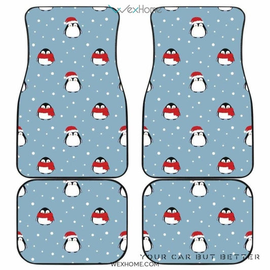 Cute Penguin Christmas Snow Pattern Front And Back Car Mats  Best Car Gift 2021