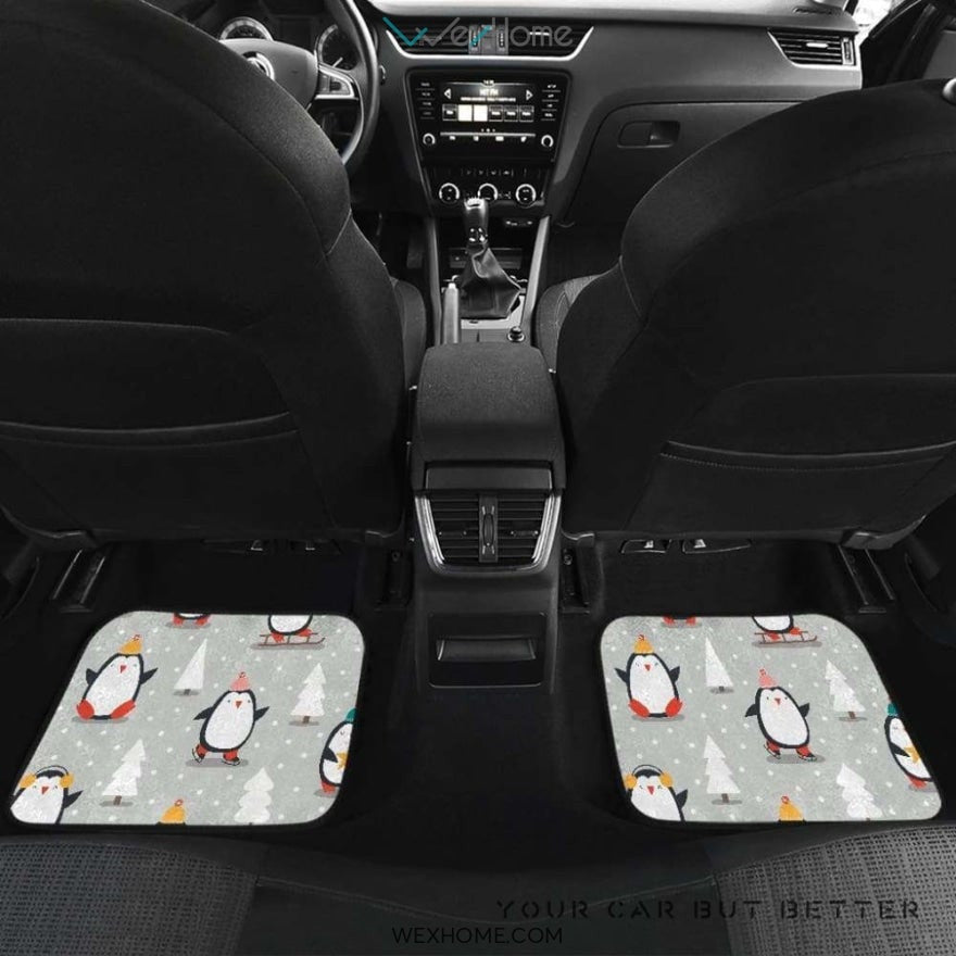 Cute Penguin Christmas Pattern Front And Back Car Mats Best Car Gift 2021
