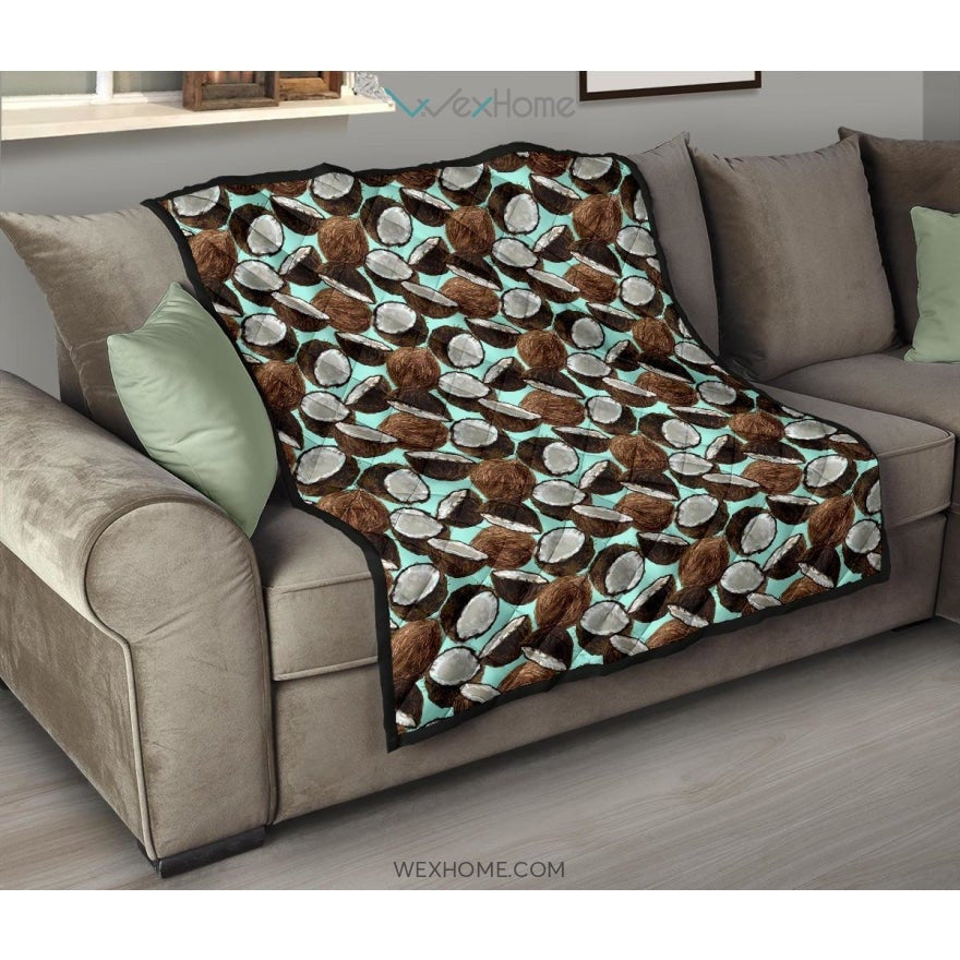 Coconut Pattern Print Design 03 Premium Quilt