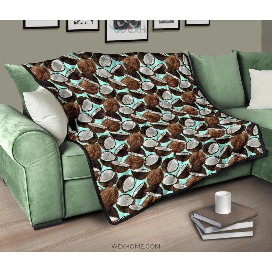 Coconut Pattern Print Design 03 Premium Quilt