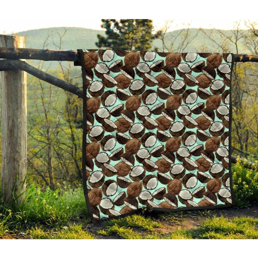 Coconut Pattern Print Design 03 Premium Quilt