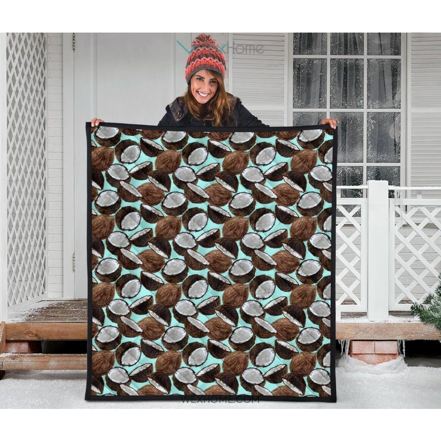Coconut Pattern Print Design 03 Premium Quilt