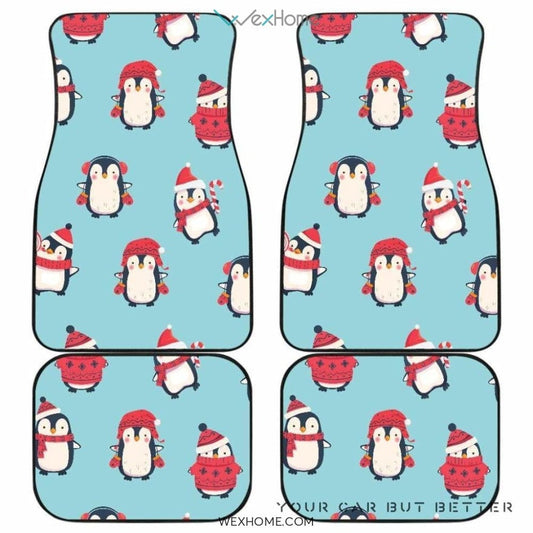 Cute Penguin Christmas  Design Pattern Front And Back Car Mats  Best Car Gift 2021
