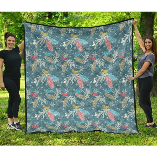Squirrel Pattern Print Design 01 Premium Quilt