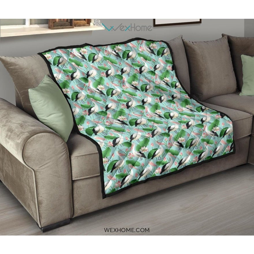Pelican Pattern Print Design 01 Premium Quilt