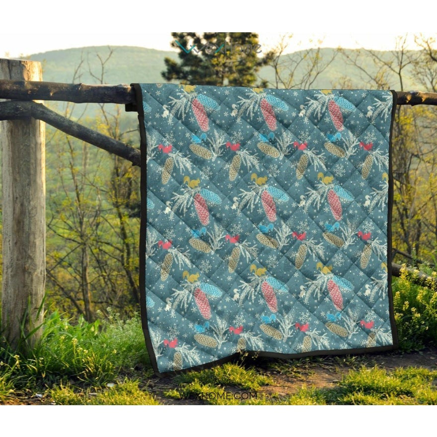 Squirrel Pattern Print Design 01 Premium Quilt