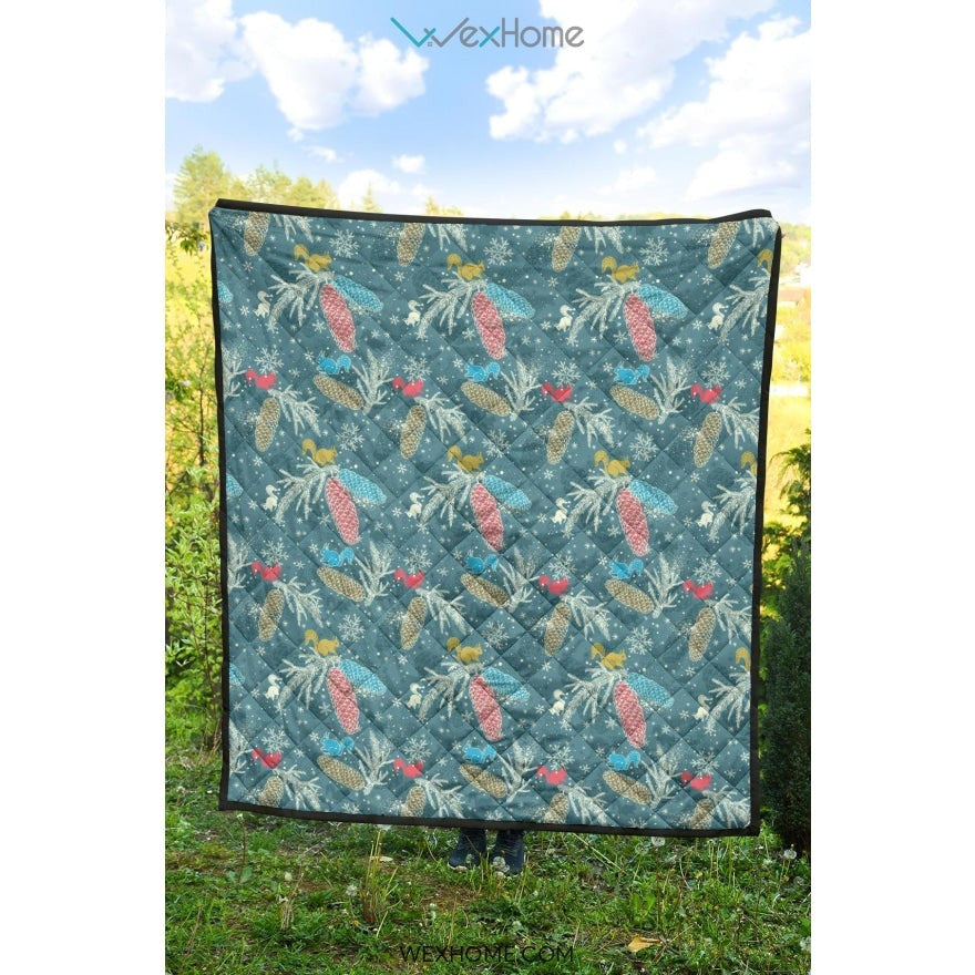 Squirrel Pattern Print Design 01 Premium Quilt