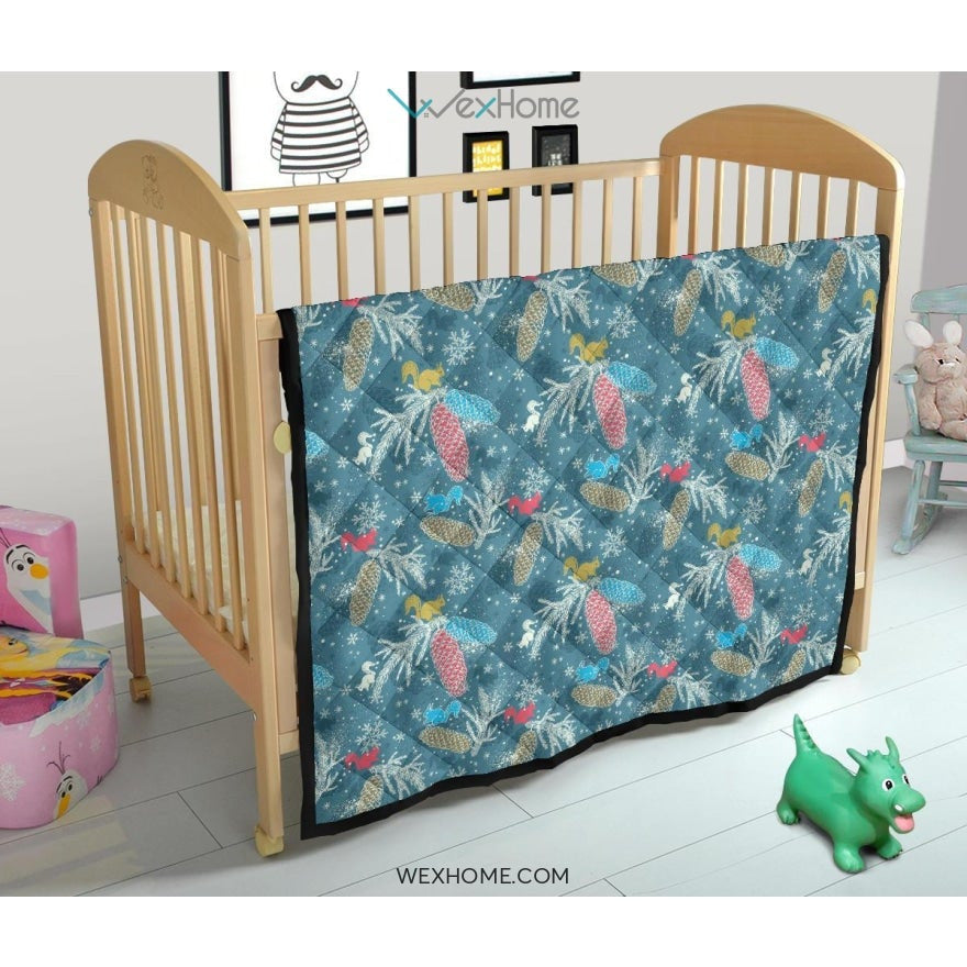 Squirrel Pattern Print Design 01 Premium Quilt