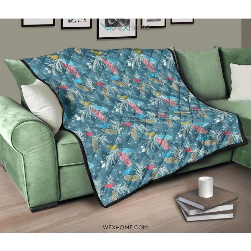 Squirrel Pattern Print Design 01 Premium Quilt