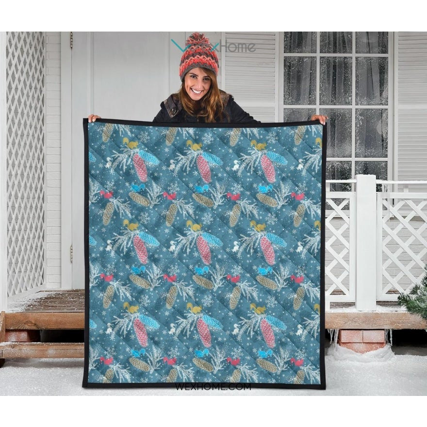 Squirrel Pattern Print Design 01 Premium Quilt