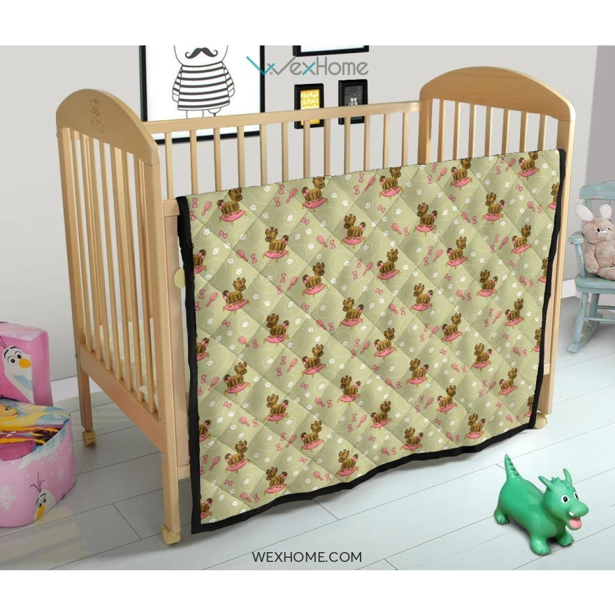 Yorkshire Terrier Pattern Print Design 01 Premium Quilt