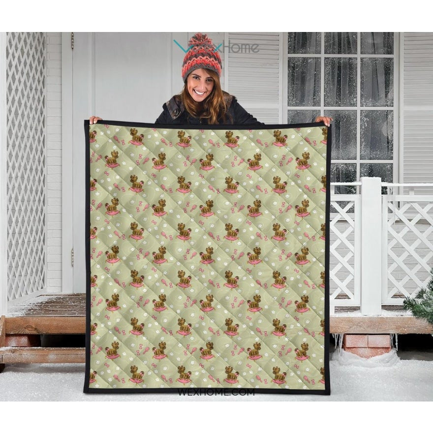 Yorkshire Terrier Pattern Print Design 01 Premium Quilt