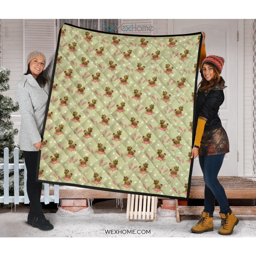 Yorkshire Terrier Pattern Print Design 01 Premium Quilt