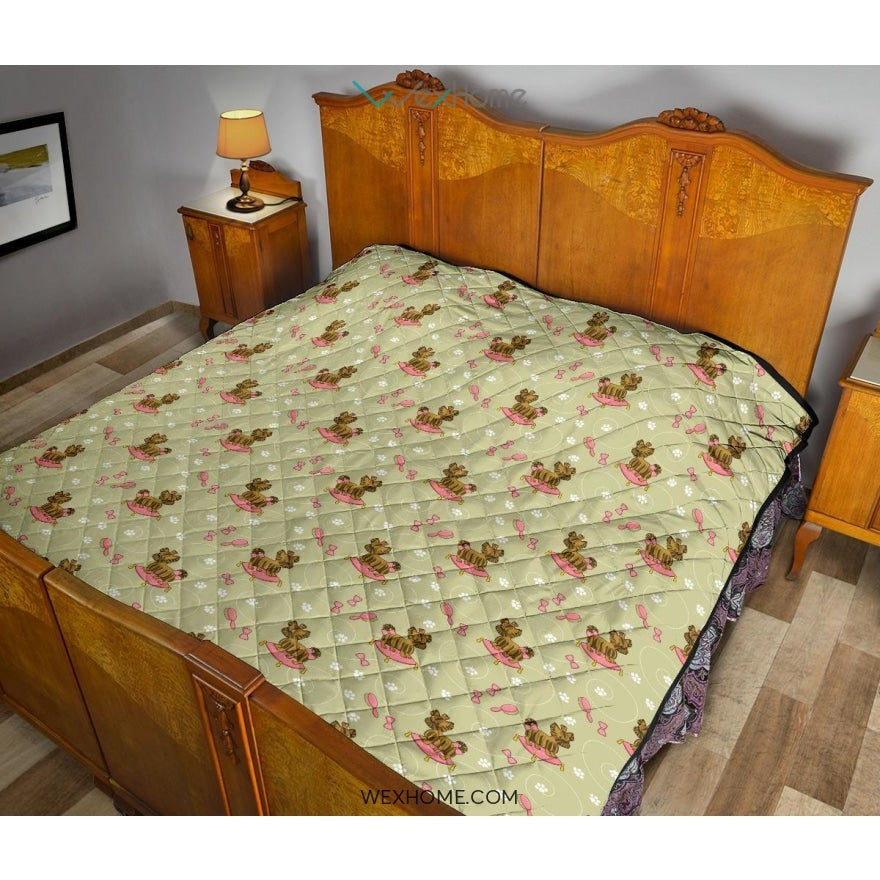 Yorkshire Terrier Pattern Print Design 01 Premium Quilt