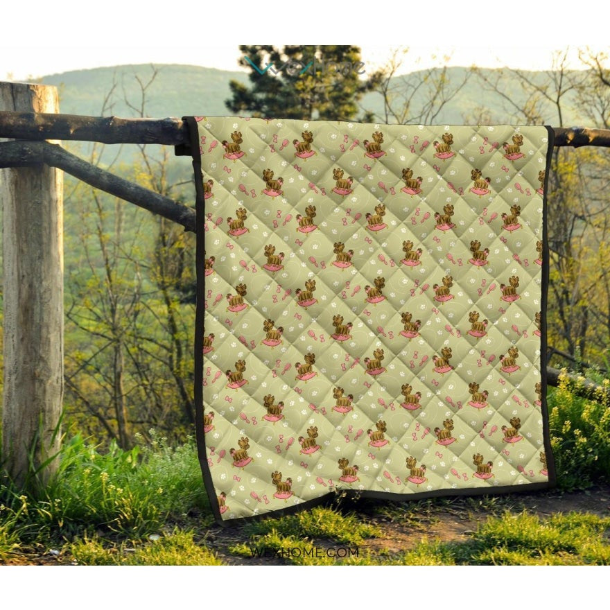 Yorkshire Terrier Pattern Print Design 01 Premium Quilt