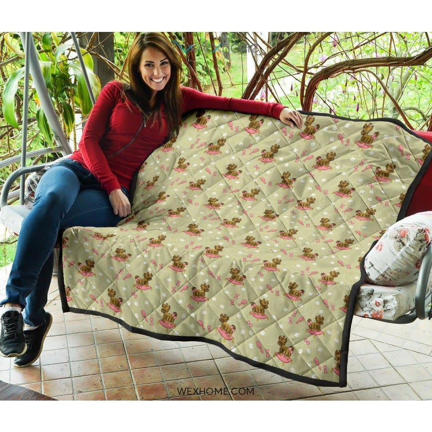 Yorkshire Terrier Pattern Print Design 01 Premium Quilt
