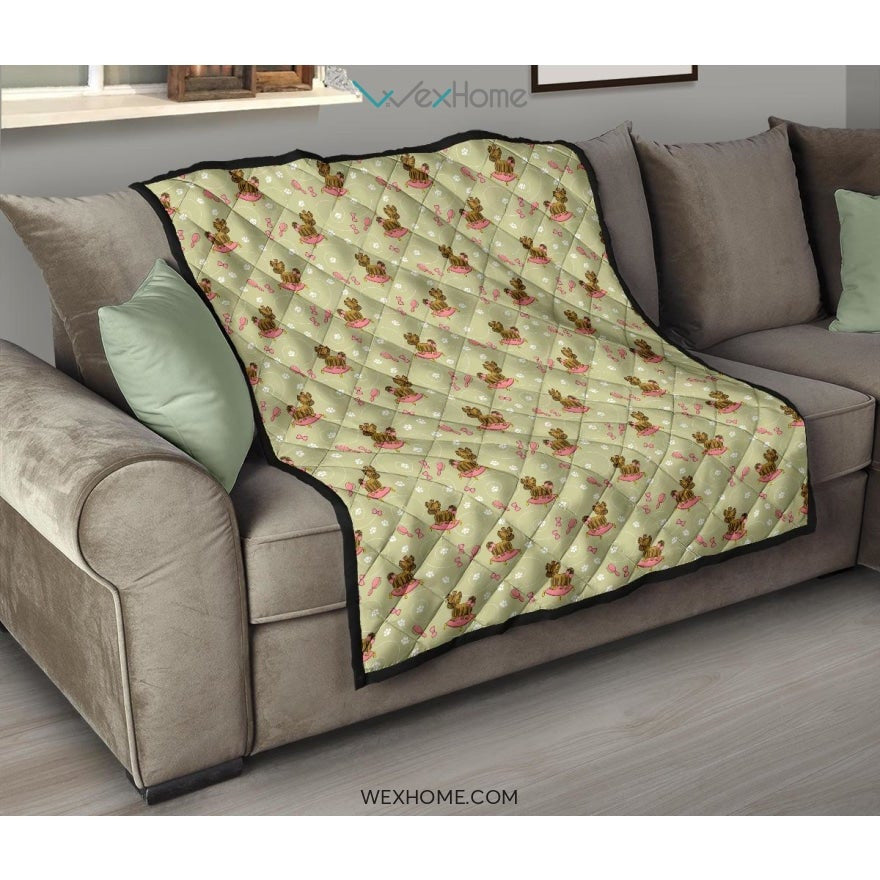 Yorkshire Terrier Pattern Print Design 01 Premium Quilt