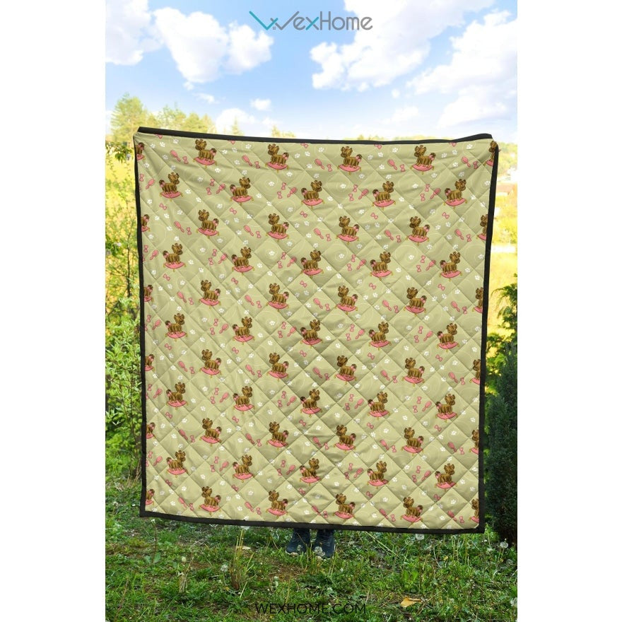Yorkshire Terrier Pattern Print Design 01 Premium Quilt