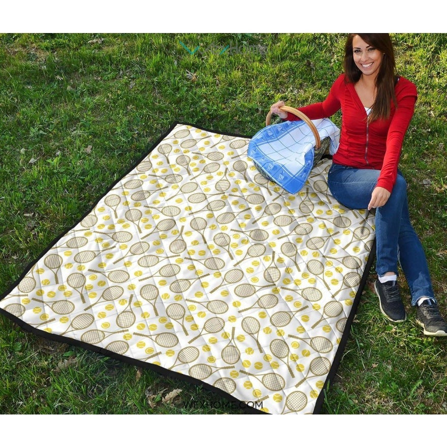 Tennis Pattern Print Design 02 Premium Quilt