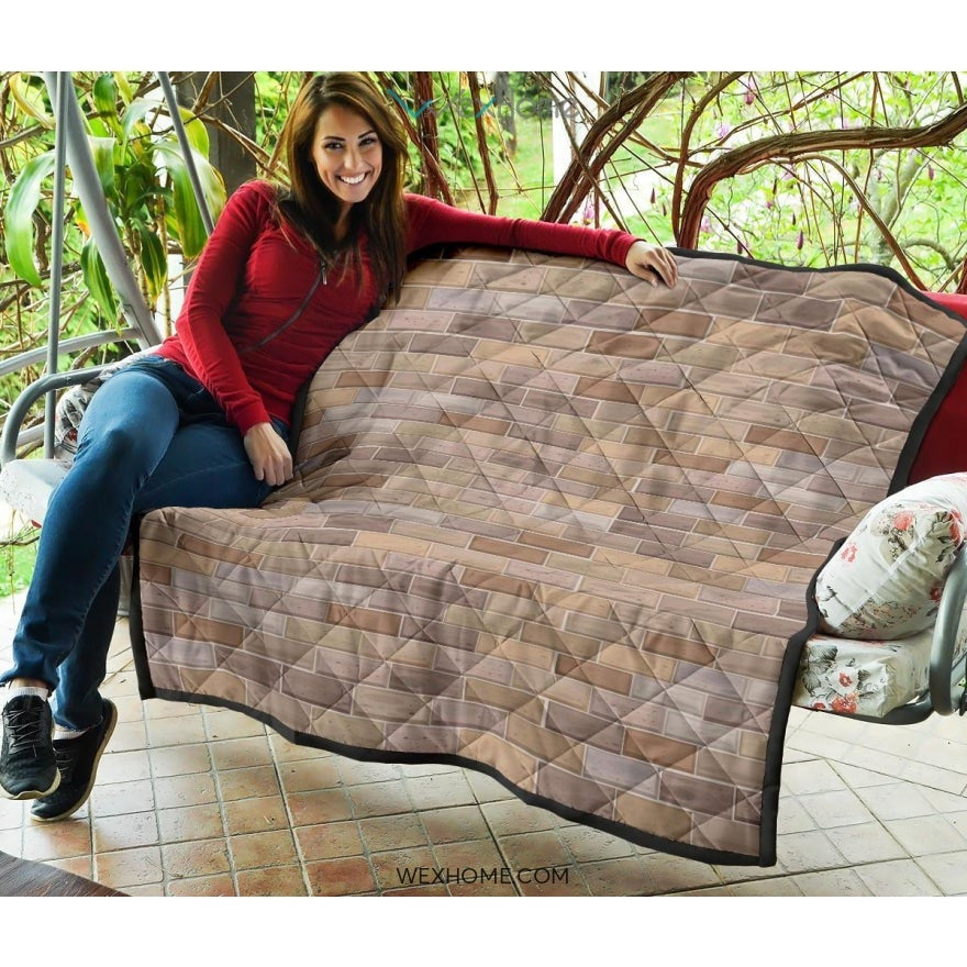 Brick Printed Pattern Print Design 01 Premium Quilt
