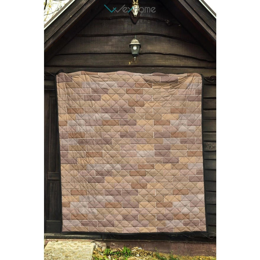 Brick Printed Pattern Print Design 01 Premium Quilt