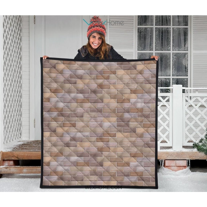 Brick Printed Pattern Print Design 01 Premium Quilt