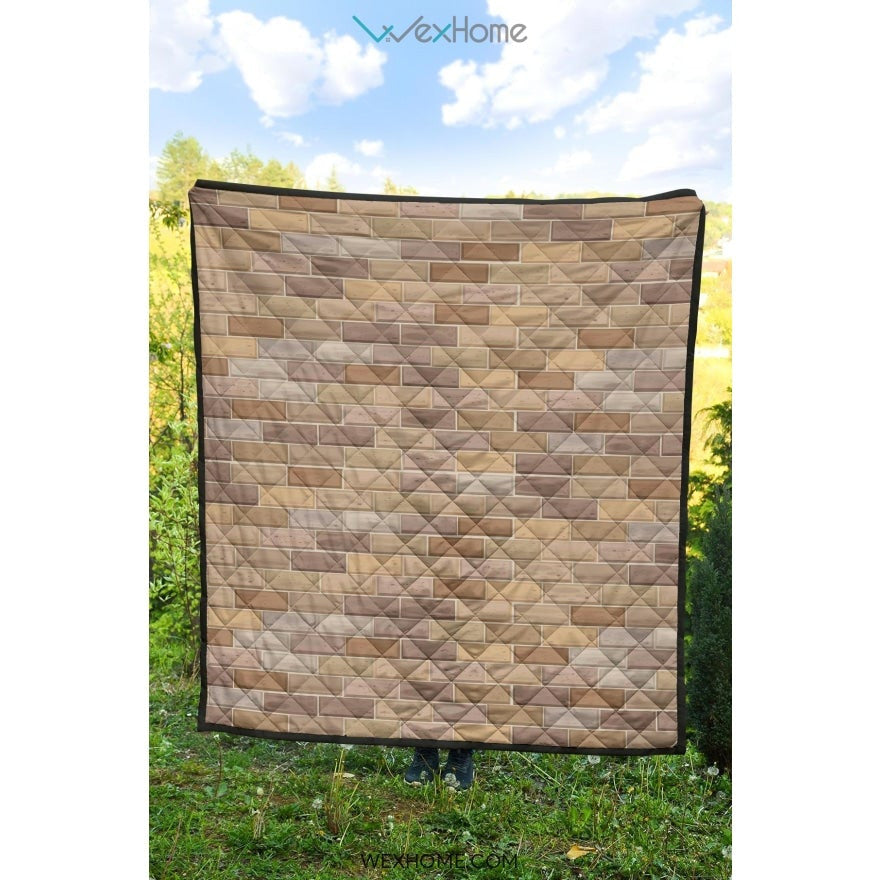 Brick Printed Pattern Print Design 01 Premium Quilt