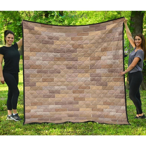 Brick Printed Pattern Print Design 01 Premium Quilt