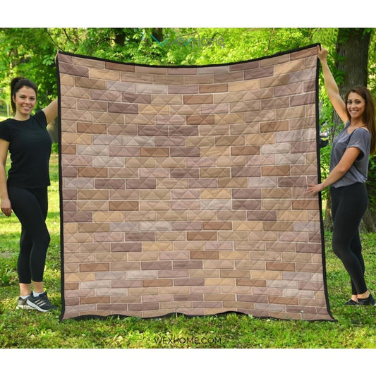Brick Printed Pattern Print Design 01 Premium Quilt