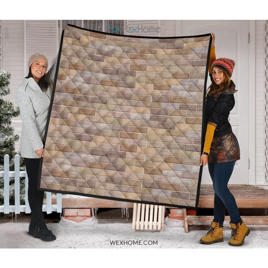 Brick Printed Pattern Print Design 01 Premium Quilt