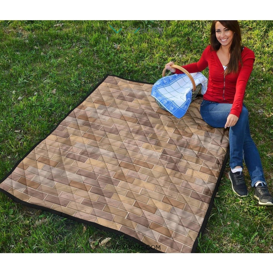 Brick Printed Pattern Print Design 01 Premium Quilt