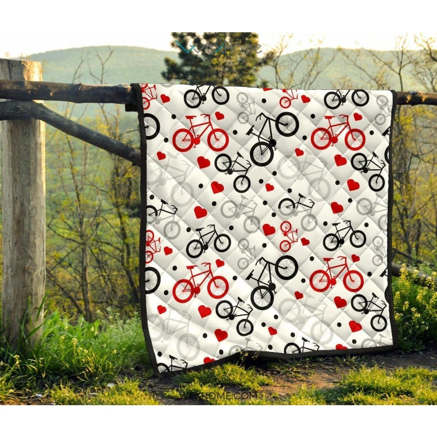 Bicycle Pattern Print Design 04 Premium Quilt