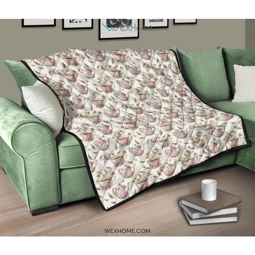 Tea pots Pattern Print Design 03 Premium Quilt