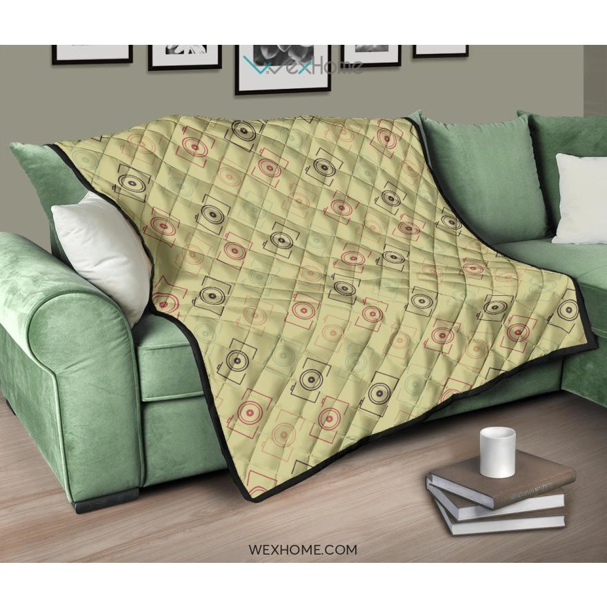 Camera Pattern Print Design 01 Premium Quilt