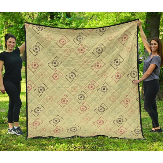 Camera Pattern Print Design 01 Premium Quilt