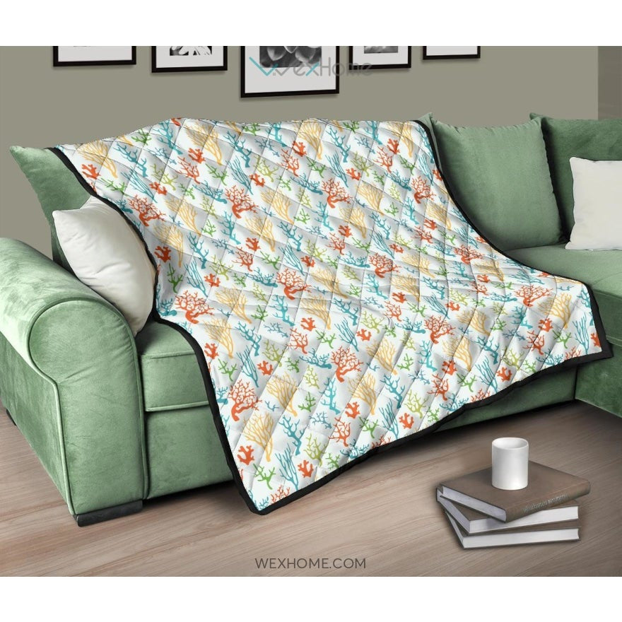 Coral Reef Pattern Print Design 02 Premium Quilt