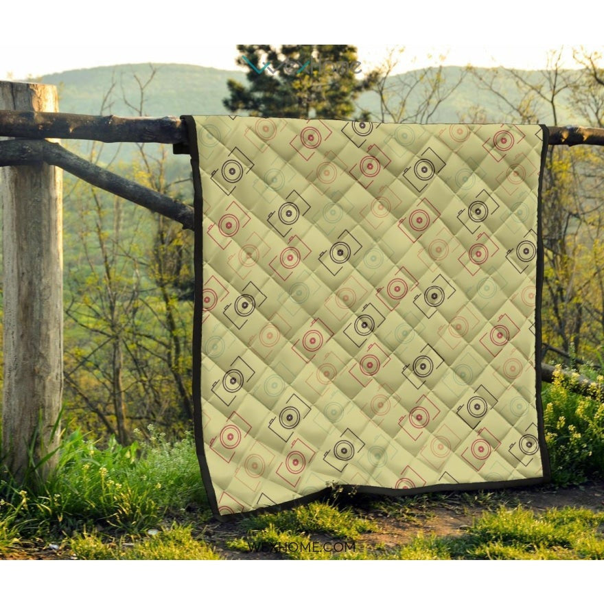 Camera Pattern Print Design 01 Premium Quilt