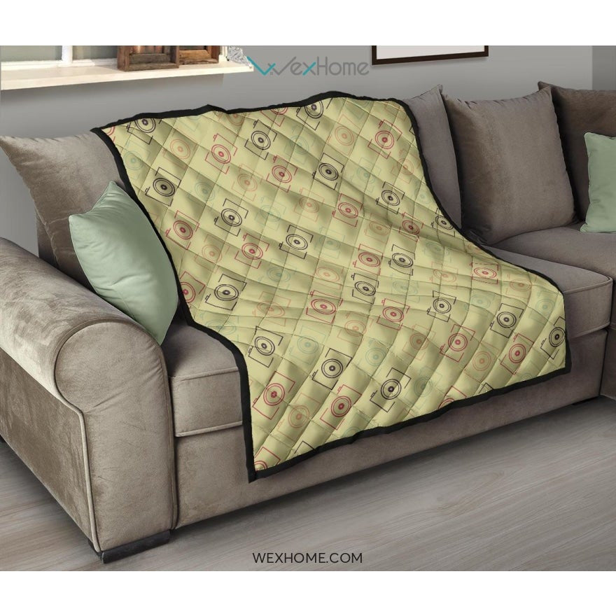 Camera Pattern Print Design 01 Premium Quilt
