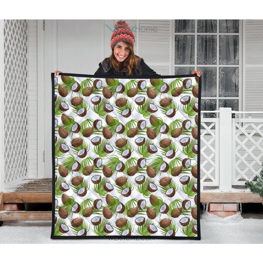 Coconut Pattern Print Design 04 Premium Quilt