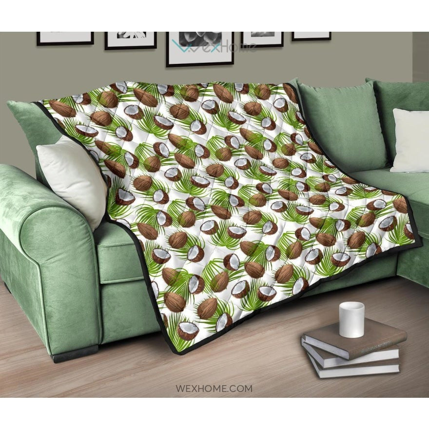 Coconut Pattern Print Design 04 Premium Quilt
