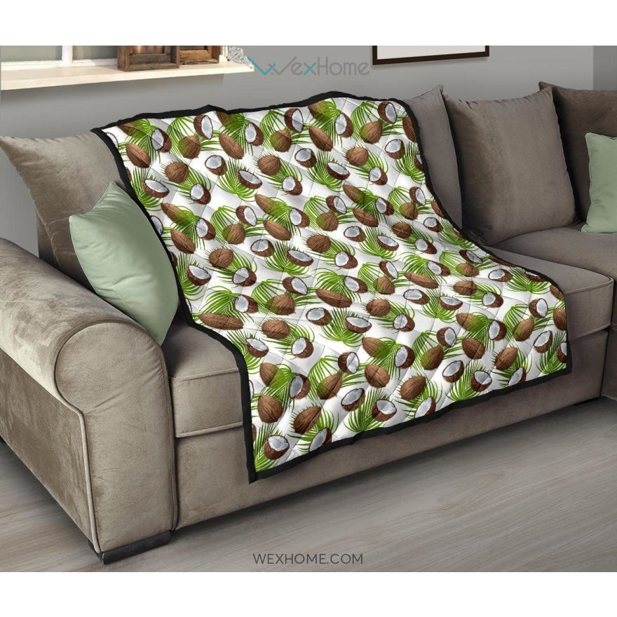 Coconut Pattern Print Design 04 Premium Quilt