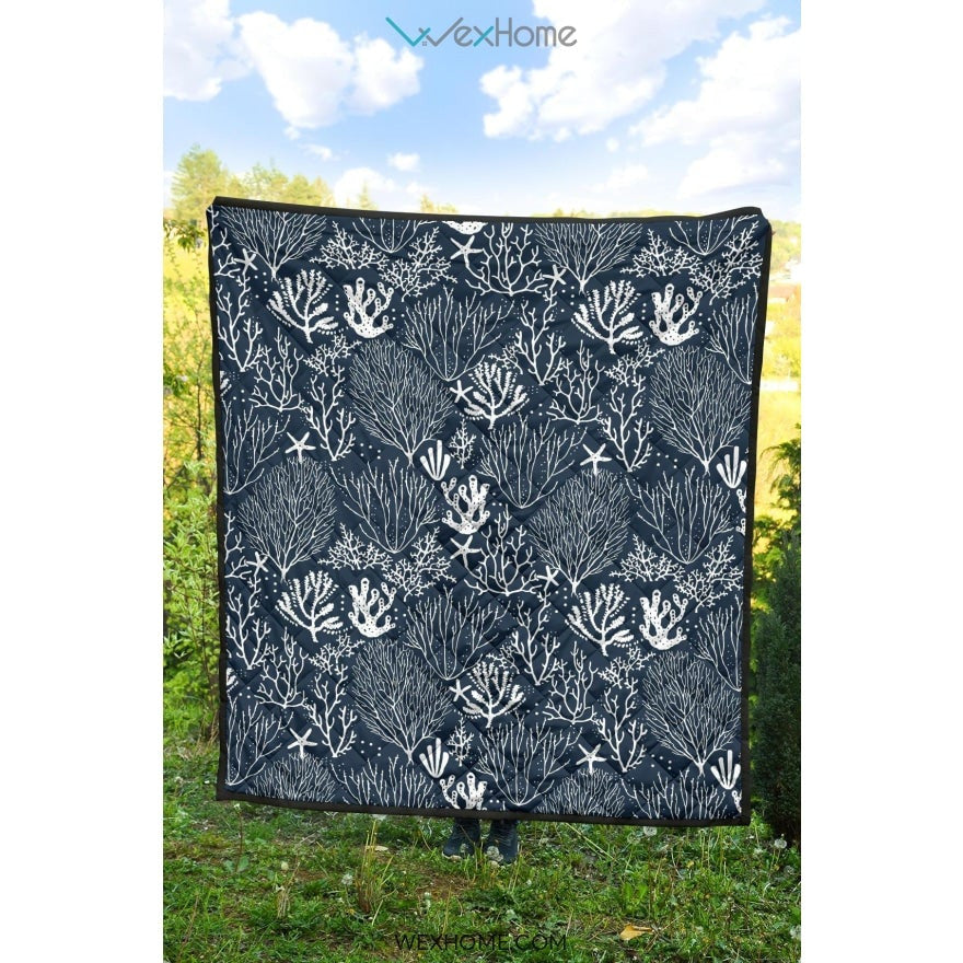 Coral Reef Pattern Print Design 05 Premium Quilt
