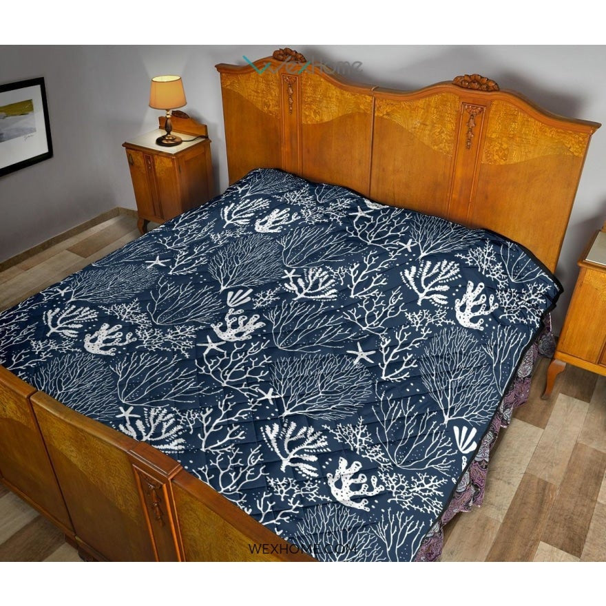 Coral Reef Pattern Print Design 05 Premium Quilt
