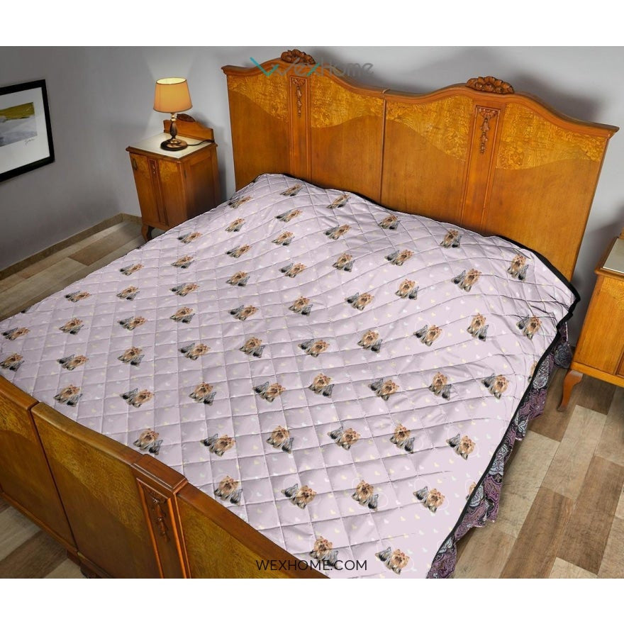 Yorkshire Terrier Pattern Print Design 02 Premium Quilt