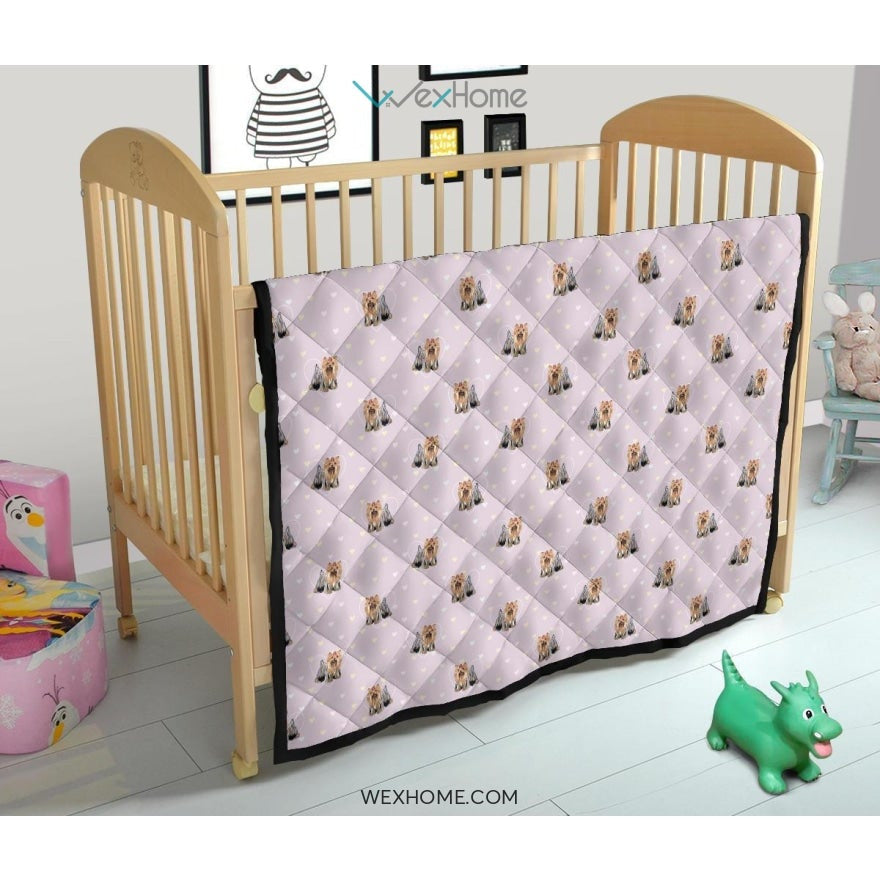 Yorkshire Terrier Pattern Print Design 02 Premium Quilt