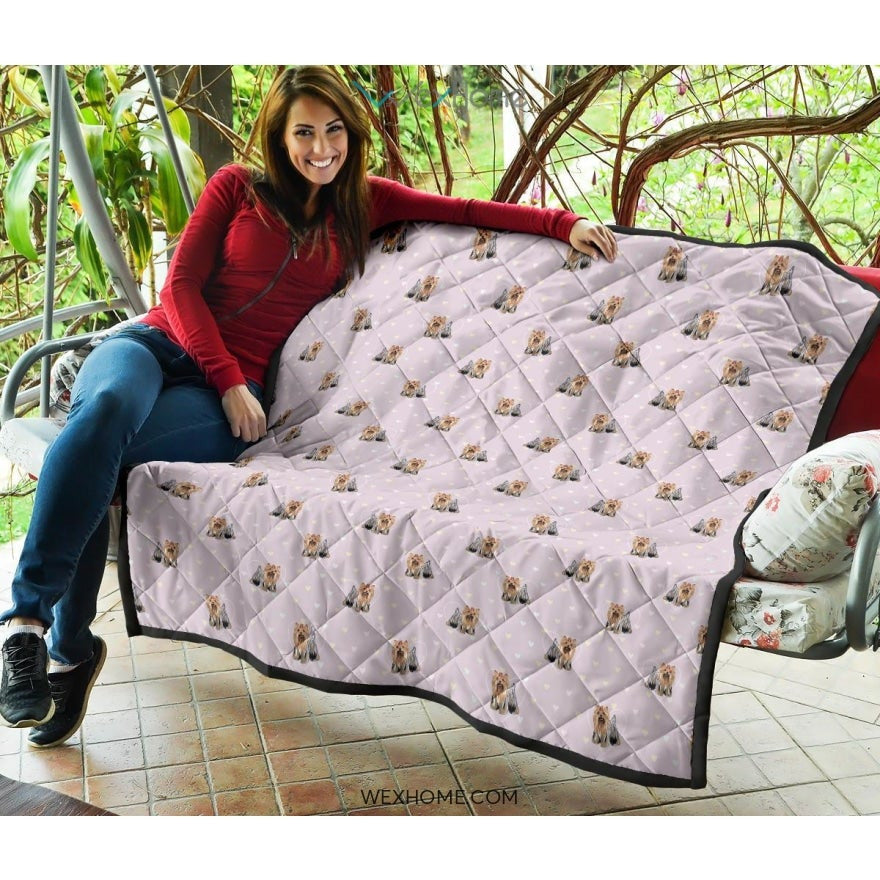 Yorkshire Terrier Pattern Print Design 02 Premium Quilt