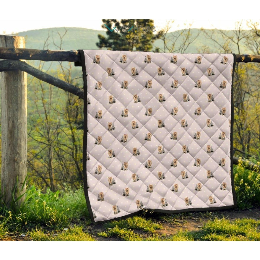 Yorkshire Terrier Pattern Print Design 02 Premium Quilt
