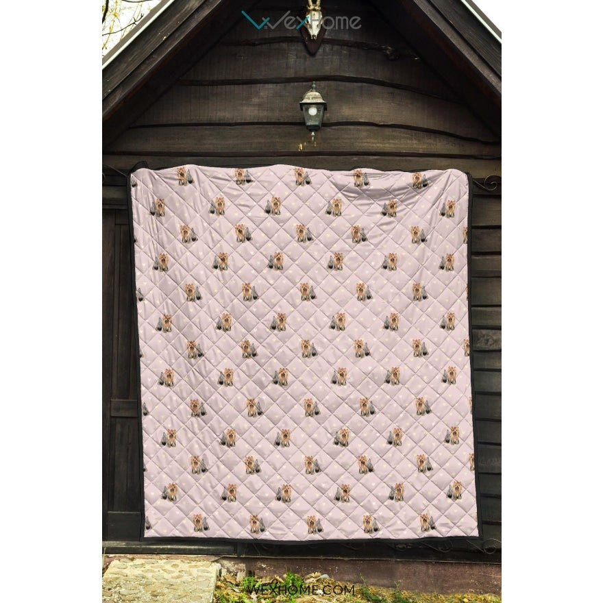 Yorkshire Terrier Pattern Print Design 02 Premium Quilt