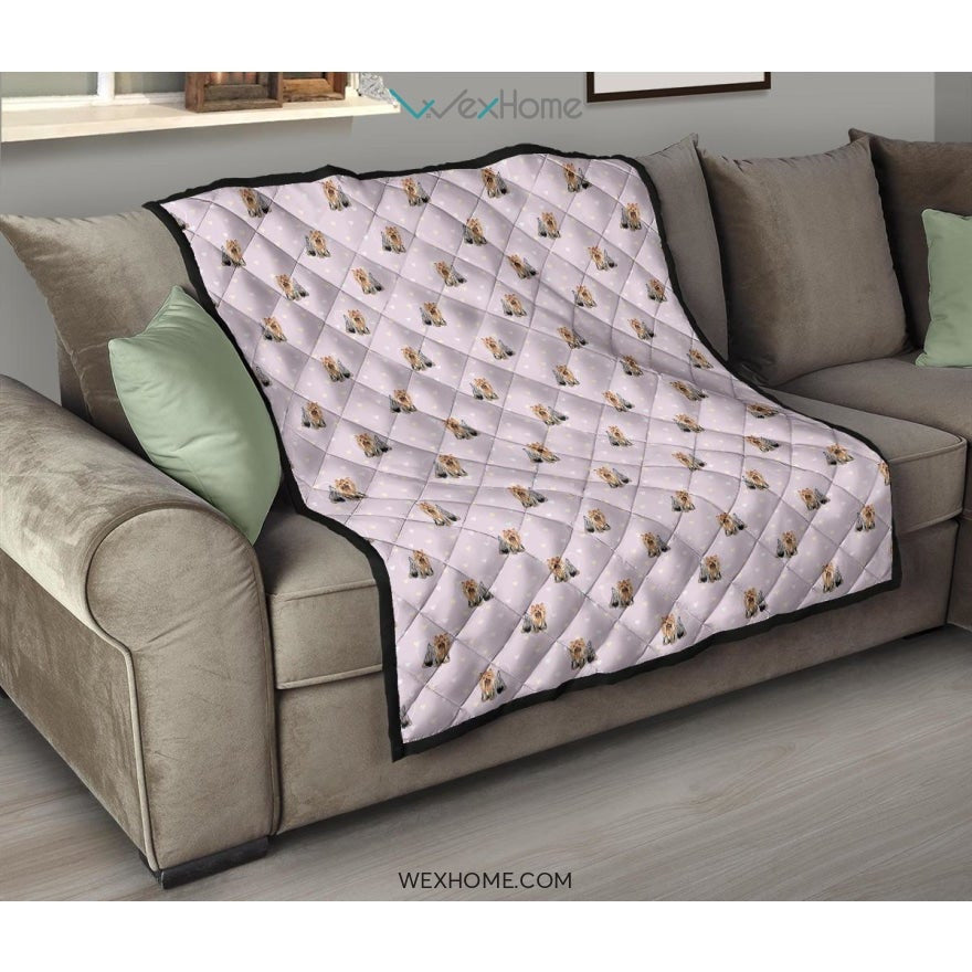 Yorkshire Terrier Pattern Print Design 02 Premium Quilt