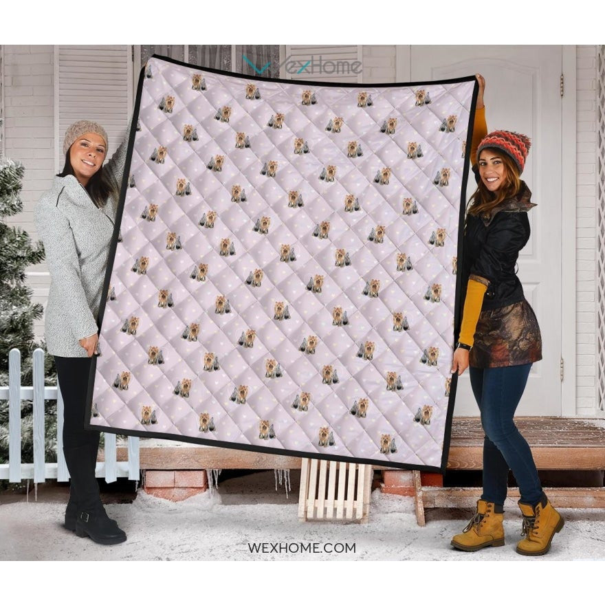 Yorkshire Terrier Pattern Print Design 02 Premium Quilt